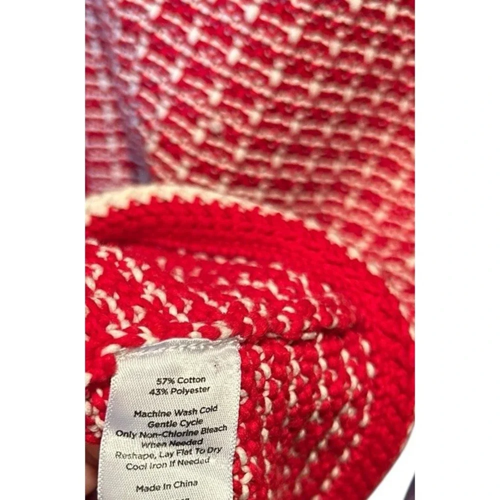 Talbots  Tipped Tweed‎ Knit Sweater Cardigan  Jacket Sz Large L Red Gold Button